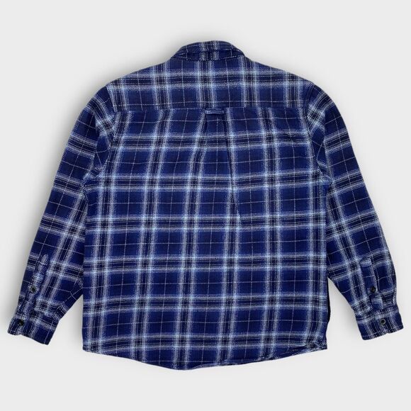 Woolrich Shirt Jacket Mens Medium Flannel Blue Plaid Heavy Shacket Outdoors - Picture 8 of 14